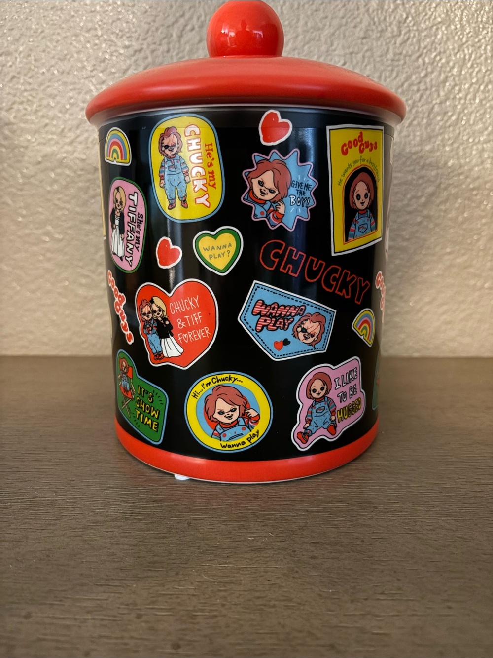 Chucky Black and Red Sticker Ceramic Canister - Kitchen